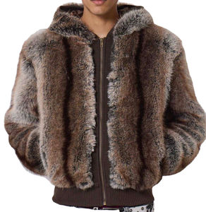 Manteau d'hiver personnalisé pour homme en fausse laine, manteau long de luxe en fausse fourrure d'agneau pour homme, manteau d'hiver pour homme avec col en fausse fourrure - Product Image 1