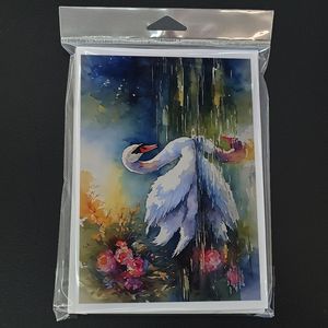 Whimsical Swan-Themed A7 Tamaño 5x7 Tarjetas de notas en blanco Paquete de 8 con sobres para saludos - Product Image 3