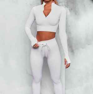 Conjuntos de yoga y fitness para mujer al por mayor, de secado rápido, transpirables, con cordón ajustable, ropa de gimnasio, conjunto deportivo para correr y yoga para mujer - Product Image 2