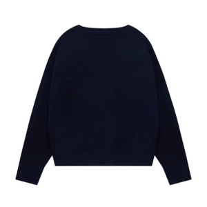 Suéter Cárdigan de Punto Azul Marino para Hombre con Logotipo Bordado, Cuello en V con Botones, Tejido Suave y Cálido, Estilo Casual Urbano - Product Image 2