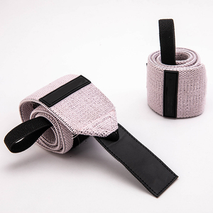 Customized <b>Pink</b> Peach Heavy Duty Fitness Equipment Weight Lifting Straps <b>Wraps</b> Gym Wrist Bands For Women Weightlifting Gear - Product Image 5