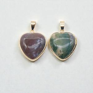 Pendentif en Agate Mousse Cœur en Argent Sterling 925 de 14 mm – Breloque en Pierre Précieuse Violette Facettée, Bijou Pierre de Naissance pour Colliers DIY - Product Image 1