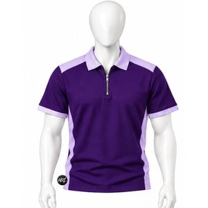 Men's <b>Purple</b> And Lavender Color Blocked Short Sleeve Zipper <b>Polo</b> <b>Shirt</b> Knitted Quick Dry Casual Style Premium and High Quality - Product Image 1