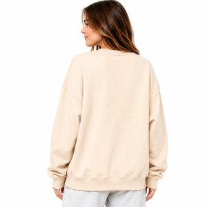 Cotton Fleece Women's Crewneck Sweatshirt Oversized Drop Shoulder Private <b>Label</b> Autumn Winter Streetwear Hoodies Custom Design - Product Image 2
