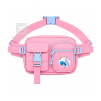 Bolsa de Cintura Personalizada Jack & Jill of America, Rosa y Azul Cielo, Casual, con Logotipo Bordado y Bolsillo con Cremallera, Unisex, Ropa Griega
