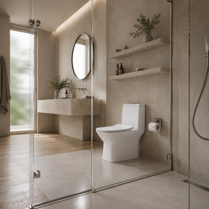 WC monobloc en porcelaine minimaliste à double chasse, à sortie verticale (P-trap/S-trap), cuvette à poser au sol, 1,0-1,28 GPF, nettoyage facile, buse mobile - Product Image 4