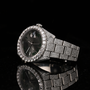 Reloj de Hombre con Esfera Cuadrada, Movimiento de Cuarzo, Completamente Cubierto de Diamantes VVS Moissanite, Acero Inoxidable, Estilo Ejecutivo, Personalizable, 41 mm - Product Image 1