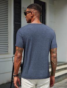 T-shirt Homme en Coton Doux Coupe Slim Vente en Gros Décontracté Manches Courtes Col Rond Respirant Séchage Rapide Écologique Confortable Quotidien - Product Image 4