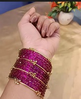 Bracelets en verre kashmiri rose vif tendance avec perles taille émeraude, couleurs personnalisées, bijoux d'anniversaire