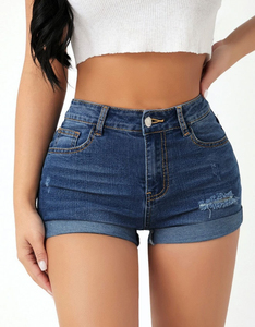 Shorts de Mezclilla Ajustados de Cintura Alta, Pantalones Casuales Ecológicos para Mujer, Ropa de Verano, Tela de Algodón Suave y Duradera - Product Image 6