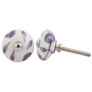 Tiradores de Cerámica Artesanales con Diseño Floral Morado para Gabinetes, Cajones, Cómodas, Muebles de Cocina y Armarios - Product Image 1