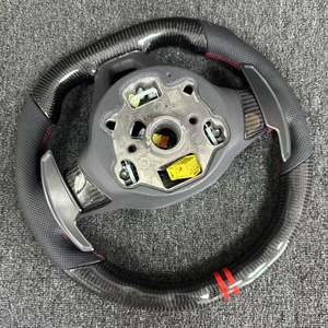 Volante Deportivo Estilo <span class=keywords><strong>R8</strong></span> de Cuero y Fibra de Carbono con Marca Central Roja para VW <span class=keywords><strong>Golf</strong></span> 6/7 Passat CC Polo Tiguan Touareg MK6 - Product Image 6