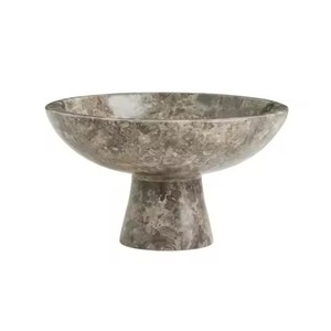 Bol sur piédestal en marbre blanc de luxe, centre de table en pierre naturelle sur pied, bol de décoration d'intérieur en gros à prix abordable - Product Image 2