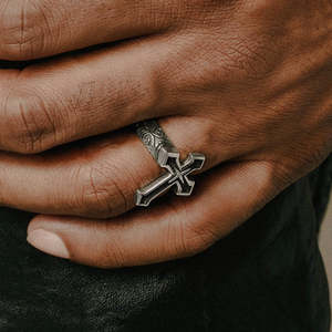 Hallmark <b>Silver</b> Rhodium Plated Adjustable Vintage Opening <b>Ring</b> for <b>Men</b> - Product Image 2