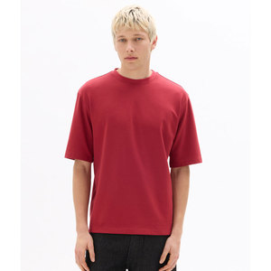 เสื้อยืดโอเวอร์ไซส์ยูนิเซ็กซ์ สีดำล้างสี สไตล์ฮอร์ร์ริงกรันจ์ สตรีทแวร์ เสื้อยืดคอกลมแขนสั้นผ้าคอตตอนเจอร์ซีย์สีแดงล้วนสำหรับผู้ชาย สไตล์ลำลอง - Product Image 2