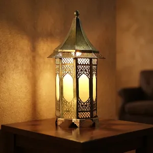 Elegant <b>Iron</b> and Glass Hanging Lantern with Vintage Moroccan Design Decorative Indoor Outdoor Lighting for Home Garden Patio Dec - Product Image 3