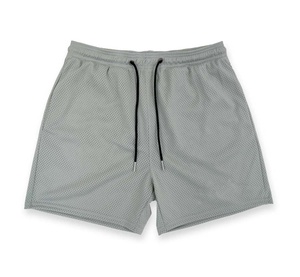 Pantalones Cortos Deportivos Casuales para Hombre, Color Gris, con Cordón, Malla Transpirable, Tejido de Punto, Cintura Media, Color Sólido, Poliéster, Cortos - Product Image 1