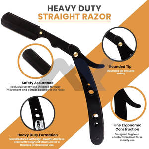 Navaja de Afeitar Profesional de Acero Inoxidable de Primera Calidad, Desechable, con Agarre Suave, Personalizable, Cuerpo de Color Negro - Product Image 3