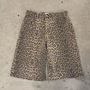 Pantalones Cortos de Mezclilla con Estampado de Leopardo Personalizados para Hombre, Holgados, Estilo Jorts, Denim Pesado de 15oz, Ropa Urbana - Product Image 1