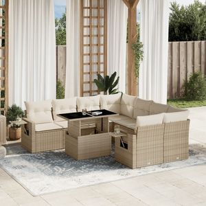 Conjunto de Sofá de Jardín Grande con Reposabrazos Ajustables en Ratán Sintético PE Beige para Entretenimiento al Aire Libre - Product Image 1