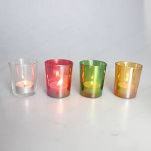 Portavelas de Vidrio Transparente de Lujo, Mini, Brillante y Colorido, con Tapa y Acabado Metálico Ecológico, Recipiente Decorativo Hecho a Mano para el Hogar - Product Image 1
