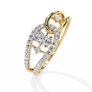 Anillo de Compromiso de Oro Amarillo con Diamante para Mujer, Corte Brillante Redondo, Estilo Clásico - Product Image 1