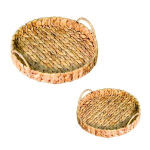 Handcrafted WATER HYACINTH <b>TRAY</b> FRUIT STORAGE BASKET with Handles Vietnam Handicraft Supplier - Product Image 1