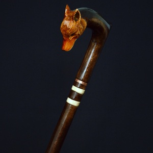 Canne de marche en bois de luxe avec tête de renard - Sculptée à la main, cadeau de retraite pour homme, design rustique, écologique - Product Image 4