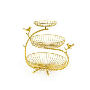 Cesta de decoración para fiestas de cumpleaños y bodas, cesta de almacenamiento de aperitivos de frutas chapada en oro de lujo, cesta de 3 niveles, soporte de frutas, gran oferta - Product Image 1