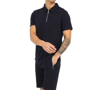 Ensemble deux pièces pour homme avec logo personnalisé, t-shirt et short d'été blancs, 180 GSM, respirant et à séchage rapide - Product Image 1