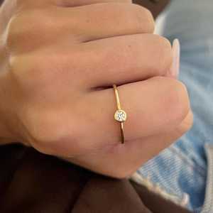 Anillos Apilables con Diamantes Pequeños, Corte Redondo, Cultivados en Laboratorio, Oro Sólido de 14k y 18k, Minimalistas, de Promesa, Joyería Fina Moderna, Regalos para Mujer - Product Image 2