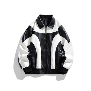 Blouson universitaire en cuir personnalisé pour homme avec broderie de logo sur le devant, style streetwear hivernal, options de couleur et de broderie personnalisées - Product Image 3