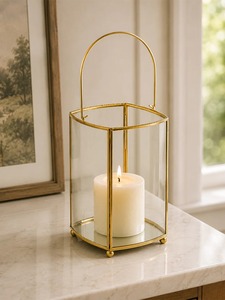 <b>Red</b> Metal Japanese Lantern Clear Glass Patio Pillar <b>Candle</b> Holder Lanterns For Camping And Christmas Decoration Chinese Lanterns - Product Image 5