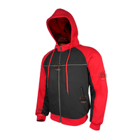 Sweat-shirt de protection à capuche zippé pour homme, rouge et noir, avec blocs de couleur, manches longues, veste de moto, toutes saisons, vêtements d'extérieur