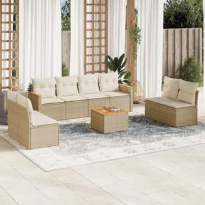 Grand ensemble de canapés de jardin modulaires en rotin PE beige, meubles de jardin modulaires confortables - Product Image 1