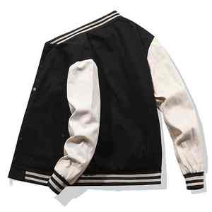 Veste universitaire pour homme, noire et crème, manches longues, couleur unie, col rabattu, fermeture boutonnée, coupe classique, tenue décontractée d'automne, vente chaude - Product Image 2