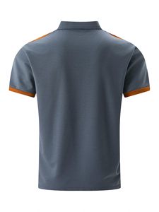 Polo pour homme bleu uni en maille à manches courtes avec poche, style décontracté color block, faible MOQ - Product Image 3