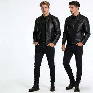 Vestes Hip Hop élégantes en cuir véritable avec logo personnalisé - Product Image 3