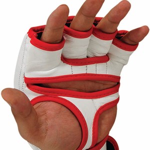 หนังคุณภาพสูงสำหรับผู้ผลิต OEM ในปากีสถาน ออกแบบใหม่ น้ำหนักเบา ถุงมือชกมวย MMA แบบครึ่งนิ้ว สำหรับมืออาชีพ - Product Image 6