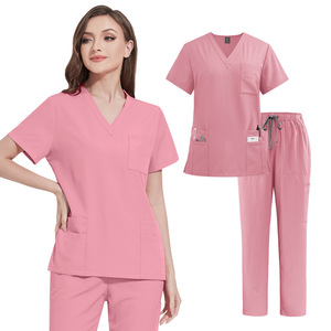 Conjunto de Uniforme Médico Transpirable de Secado Rápido de Poliéster/Algodón Tejido, que Absorbe la Humedad, Unisex, para Enfermería - Product Image 3