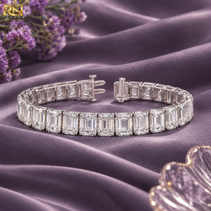 สร้อยข้อมือเพชรทรงเหลี่ยมมรกตแบบสี่ขา |   กำไลข้อมือ Eternity ทองคำแท้ 9K 14K 18K เครื่องประดับชั้นดี หรูหรา - Product Image 2