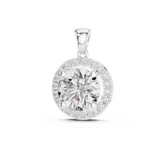 Round Moissanite Pendant Oval Halo Charm White Gold Color Jewelry for <b>Necklace</b> <b>Chain</b> - Product Image 1