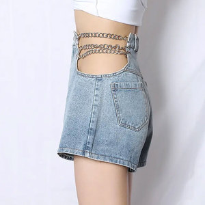 Shorts en jean décontractés pour femme, taille haute, ornés de cristaux, style streetwear sexy, qualité supérieure, coupe ample, idéal pour l'été - Product Image 4