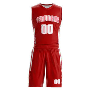 Uniforme de Baloncesto Personalizado, Rojo, con Nombre del Equipo Sublimado, Ropa Deportiva de Secado Rápido, Unisex, para Adultos, Todas las Temporadas, Suministro OEM - Product Image 1