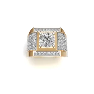 IGI Certified & VVS Clarity Crown Imperium Men's <b>Diamond</b> <b>Ring</b> Lab Created Yellow Gold <b>Diamond</b> <b>Ring</b> Round Cut <b>Ring</b> for Wholesale - Product Image 1