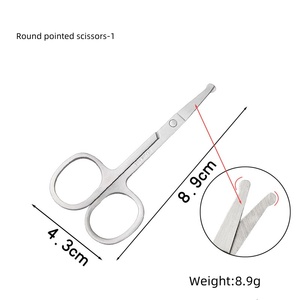 Custom Logo <b>Small</b> Stainless Steel Ceramic Handle Straight <b>Safe</b> Sharp Nose Hair Trimming Eyebrow Scissors Beauty Care Tool ANAAIF - Product Image 4