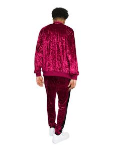 Ensemble de survêtement en velours bordeaux pour homme, manches longues, col rond, couleur unie, jogging décontracté avec poches latérales, coupe régulière, vêtements d'hiver - Product Image 4