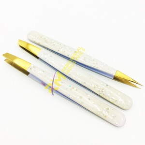 RMI Gold Plasma Tip And Glitter Coated Color Angle And Pointed Tweezer Set Stainless Steel - Product Image 3