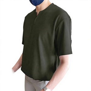 เสื้อยืดผู้ชายสีพื้น แขนสั้น คอกลม ผ้าถัก ระบายอากาศได้ดี กันยับ ไซส์ใหญ่ สไตล์ลำลอง สีเขียวมะกอก - Product Image 5