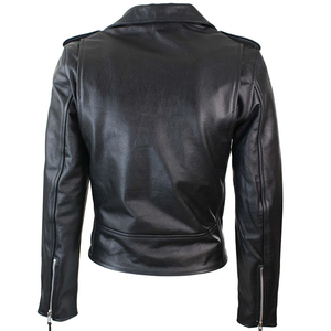 เสื้อแจ็คเก็ตหนัง PU ทรงสลิมฟิตสำหรับผู้ชาย ปกคอพับ ปิดด้วยซิป สีดำ แต่งสีตัดกัน สไตล์ไบค์เกอร์ สำหรับฤดูใบไม้ร่วง - Product Image 6